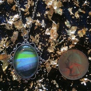 Green and Blue Acrylic Pour Necklace